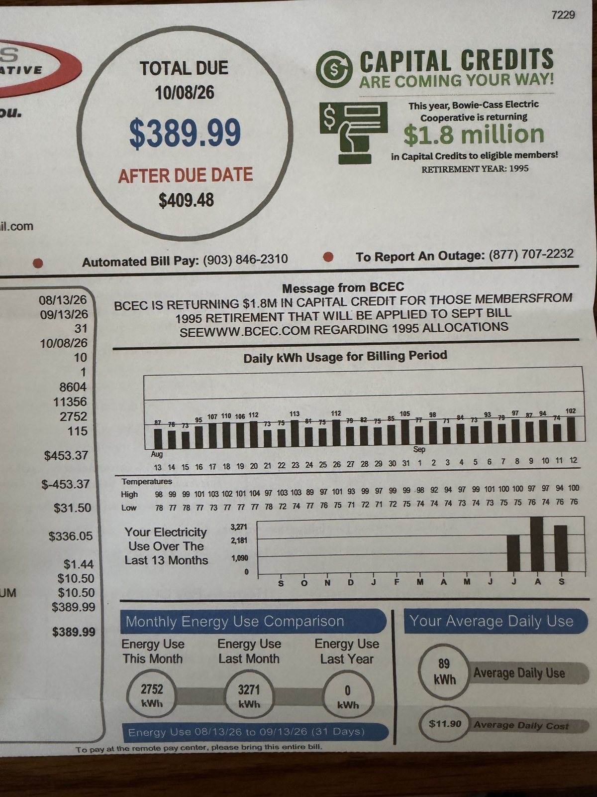 Following utility bill